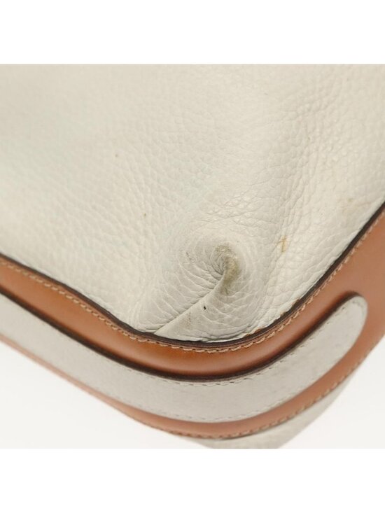 Authentic CELINE Shoulder Bag Leather White Silver - Picture 7 of 16